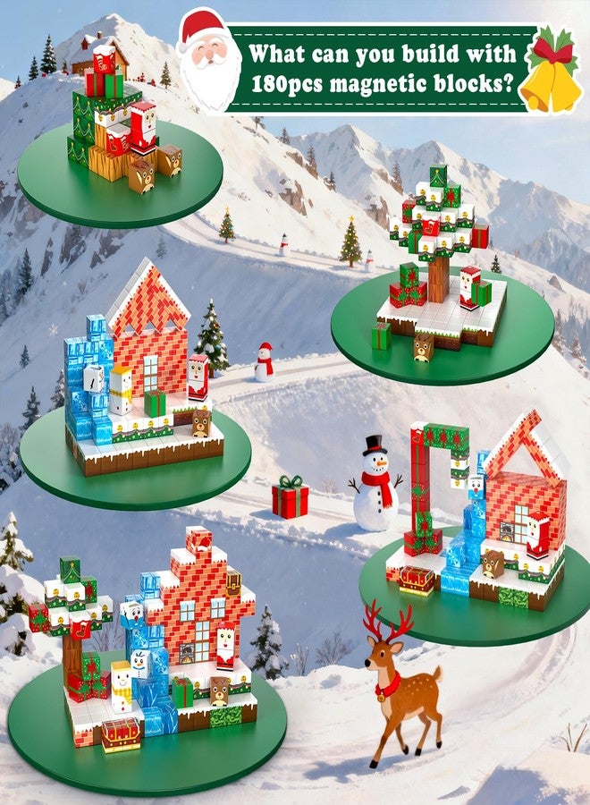 GEVINST 180PCS Magnetic Blocks, Christmas Magnetic Building Blocks Set for Kids Ages 4-8 8-12, STEM Sensory Magnet Cube Tiles for Boys Girls Toddlers 3+, Stocking Stuffers Christmas Toys Gifts - Image 5